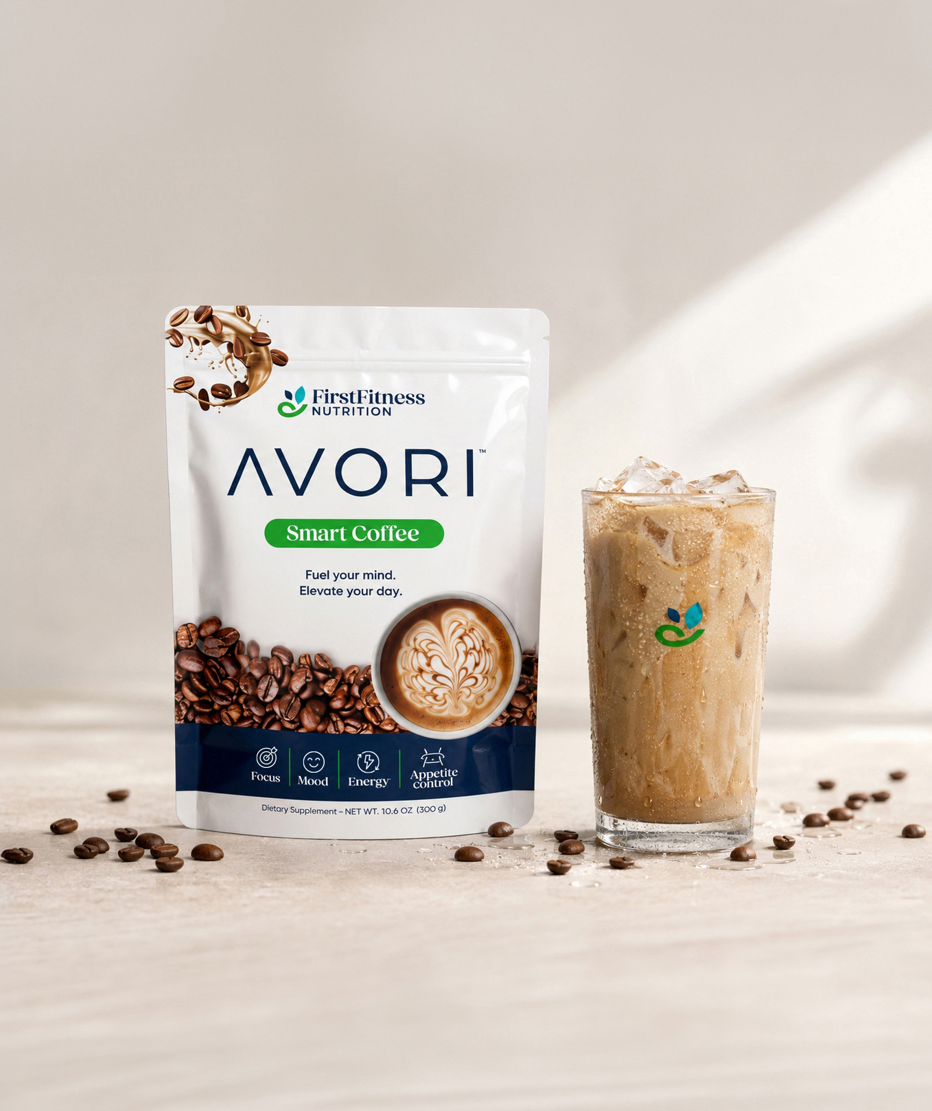 AVORI Smart Coffee with a fresh iced coffee